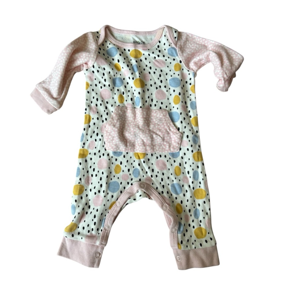 Chick Pea Pink and Multicolor Polka Dot Footie
